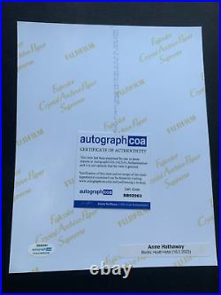 ANNE HATHAWAY in-person signed autograph 8x10 photo + photo + ACOA COA