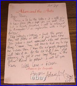 Adam Ant Hand Signed Handwritten Personal Letter To A Fan On Ants Paper 1980