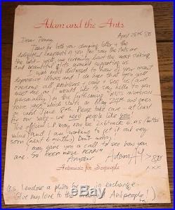 Adam Ant Hand Signed Handwritten Personal Letter To A Fan On Ants Paper 1980 III