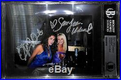 Alison Waite & Sara Jean Underwood Signed Hugh Hefner Personal Photo BAS Playboy