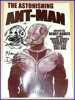 Antman Artist Henry Davies Signed Antman 10 By 8 Inc Doodle. In Person. Rare