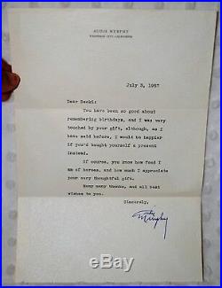 Audie Murphy Signed Letter, Personalized Stationary with Env. 1957, WWII HERO COA
