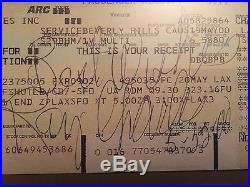 Autographed Ray Charles Personal Plane Ticket HAND SIGNED BY RAY CHARLES RARE