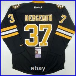 Autographed/Signed PATRIC BERGERON Personalized Boston Bruins Jersey JSA COA