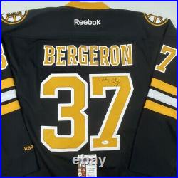 Autographed/Signed PATRIC BERGERON Personalized Boston Bruins Jersey JSA COA
