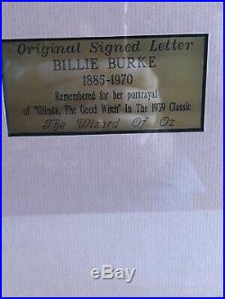 Billie Burke Signed Personal Letter Framed Wizard Of Oz Disney COA 21x21