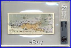 Bobby Fischer Authentic Signed Personal Check Dated August 21, 1974 BAS Slabbed