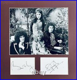 Brian May & Roger Taylor HAND SIGNED White Cards QUEEN Photograph IN PERSON COA