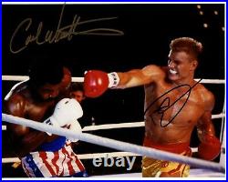 CARL WEATHERS DOLPH LUNDGREN signed Autogramm 20x25cm ROCKY In Person autograph
