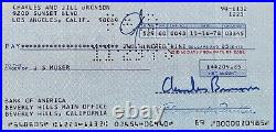 Charles Bronson HAND SIGNED Personal Cheque DEATH WISH COA Very Rare