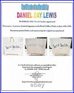 Daniel Day Lewis In Person 1992 Signed Card + Coa