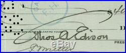Dec 1927 Thomas Edison Rubber Research Hand Signed Personal Check Auto Psa/dna