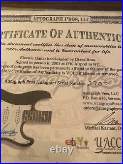 Diana Ross SIGNED GUITAR PICKGUARD COA 2003 AUTOGRAPHED IN PERSON Rare