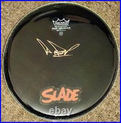 Don Powell,'Slade' hand signed in person 10 Drumskin