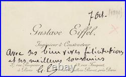 Eiffel, Gustave (1832-1923) Autograph note signed on his personal visiting car