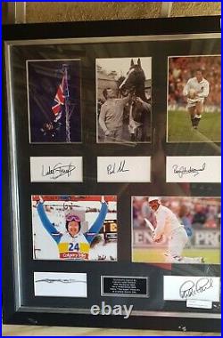 Framed Signed Print famous Sports Personal Bob Champion MBE Rory Underwood MBE