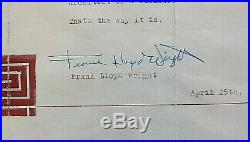 Frank Lloyd Wright Signed Very Important Personal Letter To Harry Guggenheim