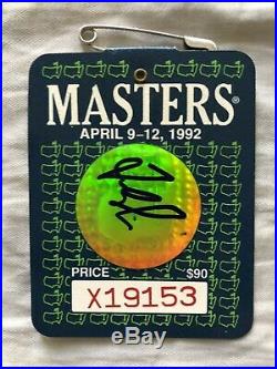 Fred Couples autographed signed autograph 1992 Masters golf badge IN PERSON COA