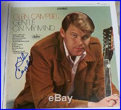 GLEN CAMPBELL signed Autographed RECORD LP Gentle On My Mind WithPROOF IN PERSON