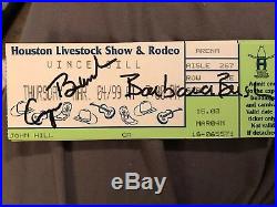 George & Barbara Bush signed Full Rodeo Ticket! Vince Gill Rare And In person