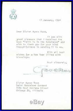 Grace Kelly Signed 5.25x8.25 1964 Letter On Personal Stationary PSA #AE00426