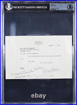 Harry Houdini Signed 5.5x8.25 1926 Letter On Personal Letterhead BAS Slabbed