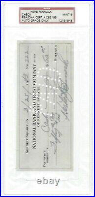 Hof, Herb Pennock, Signed Personal Check, Dated 3/25/43, Psa/dna Mint 9