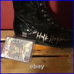Hulk Hogan Personal COA 2 Autographs Card & Boot From His Company Hulkamania