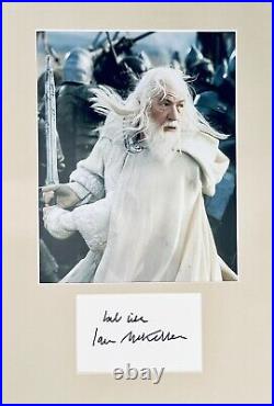 Ian Mckellen HAND SIGNED 6x4 White Card & GANDALF Photograph IN PERSON COA LOTR