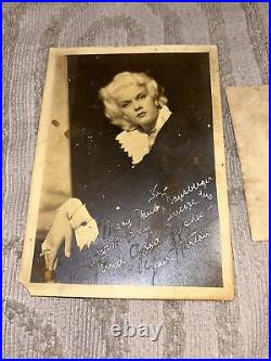 Jean Harlow Personalized Signed Photograph 1920s