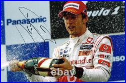Jenson Button IN PERSON SIGNED Autograph 12x8 Photo AFTAL COA McLaren F1 Driver