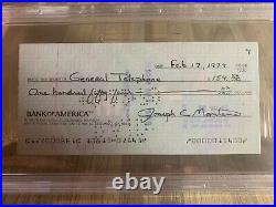 Joe Montana Autographed Personal Check Rookie Year 1979 PSA/DNA Pre-Draft Rare