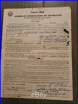 Johnny Horton Country Legend Personal Contract 1957 SIGNED Autograph / Bob Luman