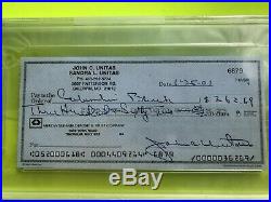 Johnny Unitas Signed Personal Check From Year Before His Death PSA Encapsulated