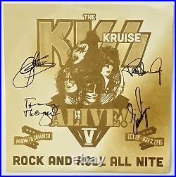 KISS Autograph IN-PERSON GROUP Signed KISS KRUISE V Record X4 LP JSA Authentic