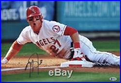 MIKE TROUT Signed ANGELS Baseball 12x18 Photo IN PERSON Autograph BAS COA