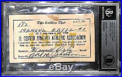 Manuel Ortiz Signed 1937-38 Personal Amateur Boxing License Card BAS Beckett COA