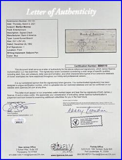 Marilyn Monroe Signed December 24th 1952 Personal Bank Check JSA