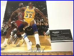 Michael Jordan Signed Autograph Photo 8x10 Chicago Bulls w-Magic Photo WithCOA