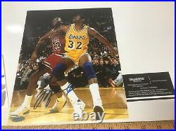 Michael Jordan Signed Autograph Photo 8x10 Chicago Bulls w-Magic Photo WithCOA