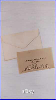Original Personal card President Signed by Fidel Castro 1962