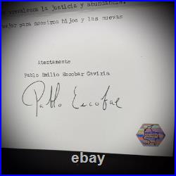 Pablo Escobar Letter Signature Autograph Personal Item With COA