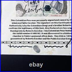 Pablo Escobar Signature Autograph Personal Item With COA