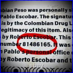 Pablo Escobar Signature Autograph Personal Item With COA