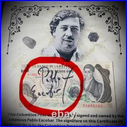 Pablo Escobar Signature Autograph Personal Item With COA