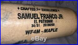 Rays Wander Samuel Franco Signed Personal Game Used Uncracked Bat Autograph Jsa