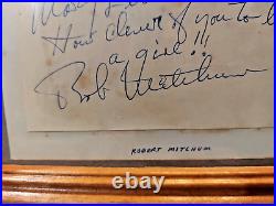 Robert Mitchum Autograph 3×5 signed card Personalized to Mary Ellen Marks