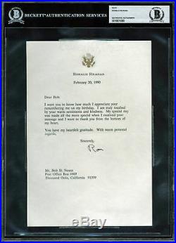 Ronald Reagan Signed 6.5x8.5 1990 Letter On Personal Presidential Letterhead BAS