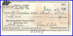 Rosa Parks signed Personal Check JSA LOA Rare Item Civil Rights Z646