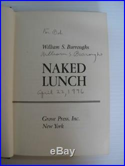 SIGNED Personalized 1st Edition NAKED LUNCH William S BURROUGHS Grove 1959 Book